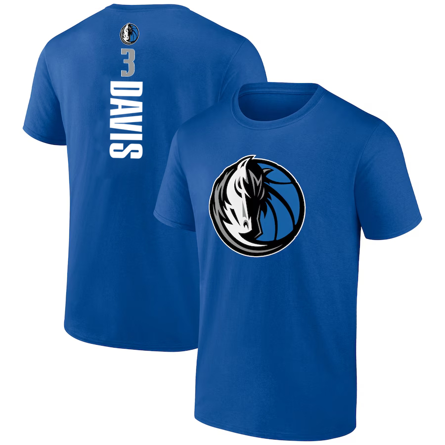 Men NBA Dallas Mavericks #3 Davis blue T shirts style 4->nba t-shirts->Sports Accessory